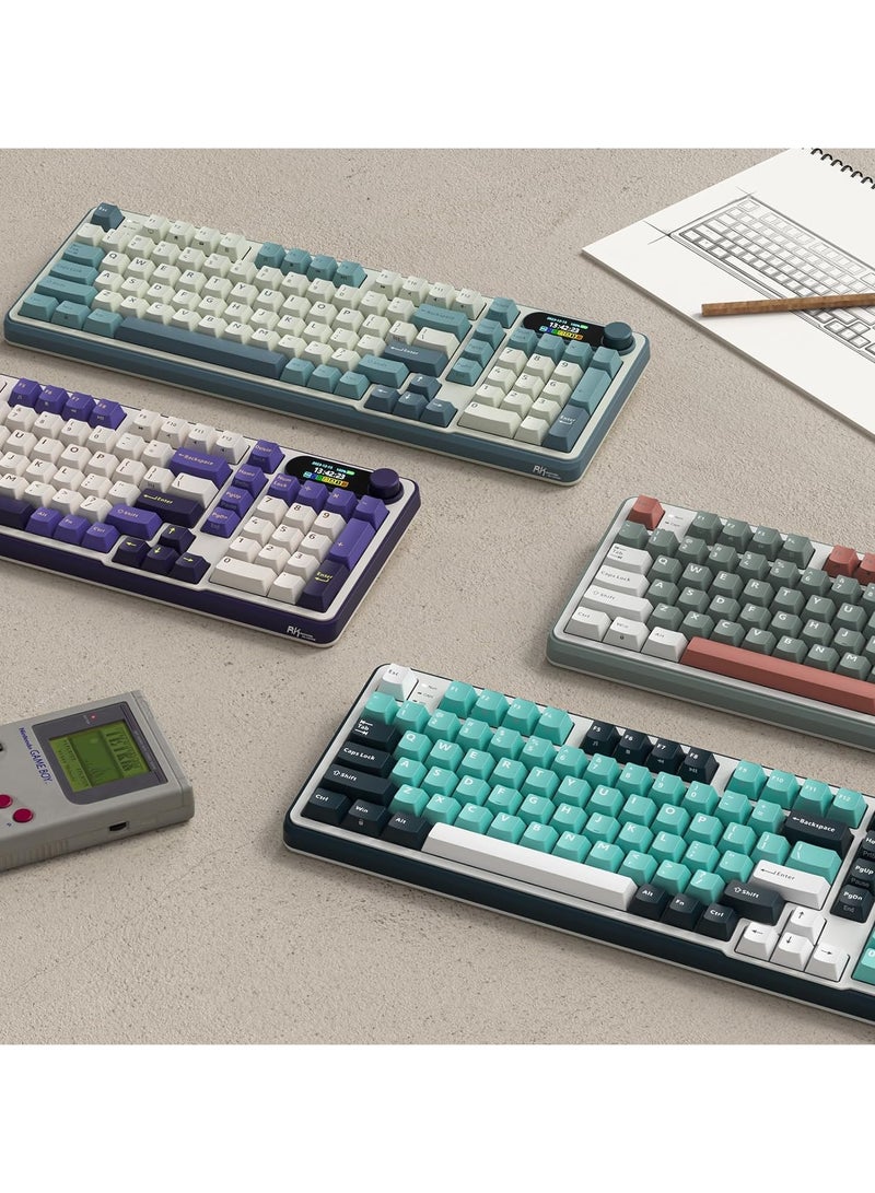 RKS98 Tri - Mode Wireless Mechanical Keyboard 2.4Ghz/BT/USB-C, Hot Swappable, Software Support with Smart Display and Knob Chartreuse Switch