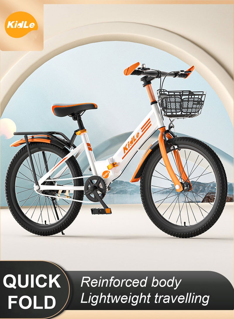 Kidle - Folding Speed Children's Mountain Bike, High Carbon Steel Children's Bicycle Body, Lightweight And Stable, With Exquisite Basket 22inch - Image 1