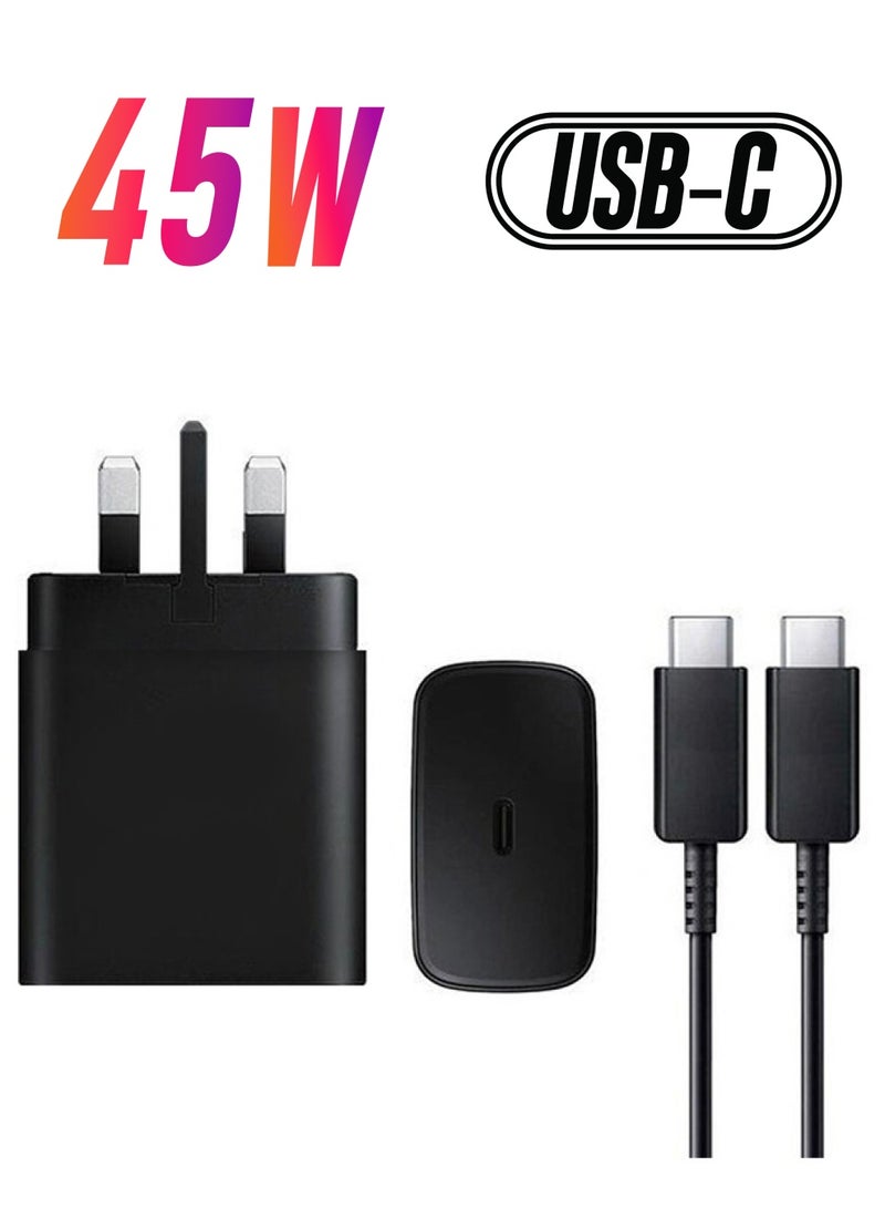 MARGOUN 45W USB C Super Fast Charger USB C Plug 45W with Type C Charger Cable Compatible with Type C Devices Black  - Image 1
