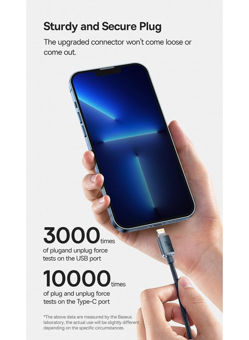Baseus - PD 20W USB C to Lightning Cable, (1.2m) Braided Fast Charger iPhone Cable With High-Speed Data Transmission Compatible With iPhone 14 Pro Max/14 Pro, 13 12 11 Pro Max, SE, iPad And More – Black - Image 1