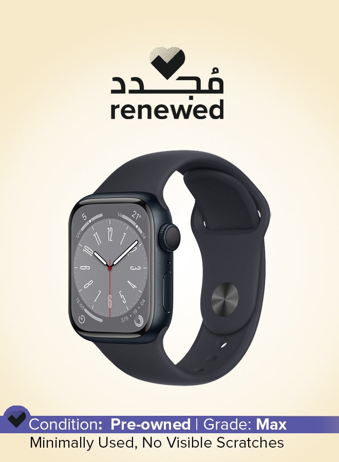 Apple - Renewed - Watch Series 8 GPS 45mm Midnight Aluminium Case Midnight Sport Band - Image 1