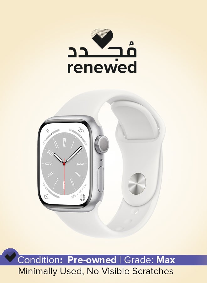 ابل  Renewed - Watch Series 8 GPS + Cellular 45mm Silver Aluminium Case White Sport Band - Image 1