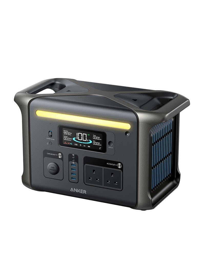 Anker - 300 Ah Anker SOLIX F1500 Portable Power Station, 1800W Solar Generator, PowerHouse Design, 1536Wh Battery Generators for Home Use, LiFePO4 Power Station for Outdoor Camping and RVs (Solar Panel Optional) Black - Image 1