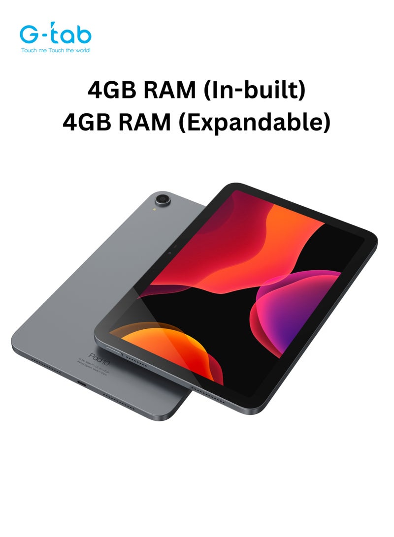G-Tab - PAD 10 Tablet/10.1 inch IPS Display/800x1280 Resolution/Android 14/Quad Core 2.0 GHz/6580 mAh /5G Wifi/ 4GB RAM (Expandable Upto 4GB)/128GB ROM/5MP Front+8MP Rear Camera / Touch Pen Inside - Image 1