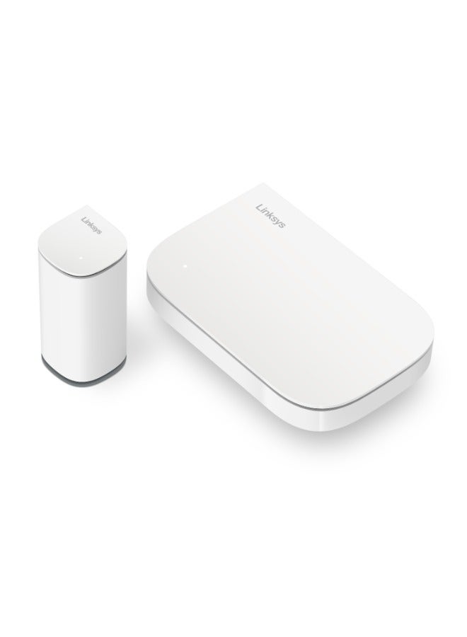 لينكسيس مجموعة Velop Micro Mesh WiFi 6 Router + Node Dual Band AX3000 | نظام Cognitive Mesh بسرعة 2.5 جيجابت في الثانية، إعداد بسيط، تغطية تصل إلى 4000 قدم مربع وما يصل إلى 150 جهازًا، عبوة من قطعتين | 1 جهاز توجيه، 1 Node  - Image 1