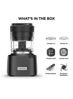 كينوود 2-in-1 Chopper + Grinder — 1000W Powerful Metal Grinder & Electric Chopper with Ever sharp Quad blades, 900ml Bowl Capacity, Dripper Pro & Spatula for Wet Chopping & Dry Grinding 500 ml 800 W CHP80.000SI Grey  - Image 2