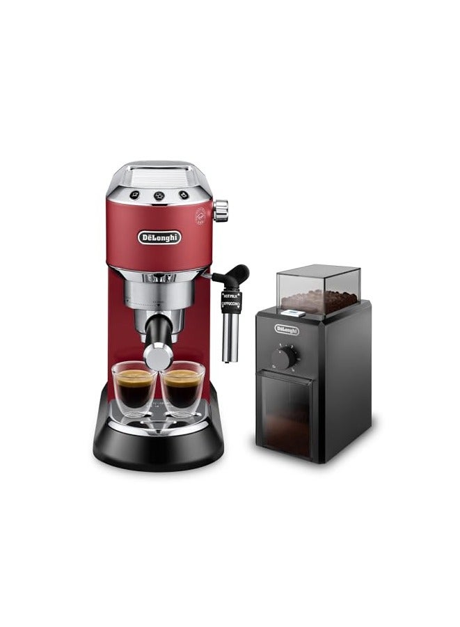De'Longhi Dedica Style Pump Espresso Machine (Bundle) 1.1 L 1350 W EC685.R+KG79 Red + Black - Image 1