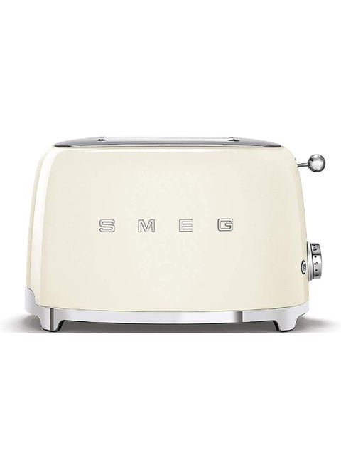 Smeg TSF01CRUK, 50's Retro Style 2 Slice Toaster,6 Browning Levels,2 Extra Wide Bread Slots, Defrost and Reheat Functions, Removable Crumb Tray, Cream, 1 Year Warranty 100 W TSF01CRUK Cream