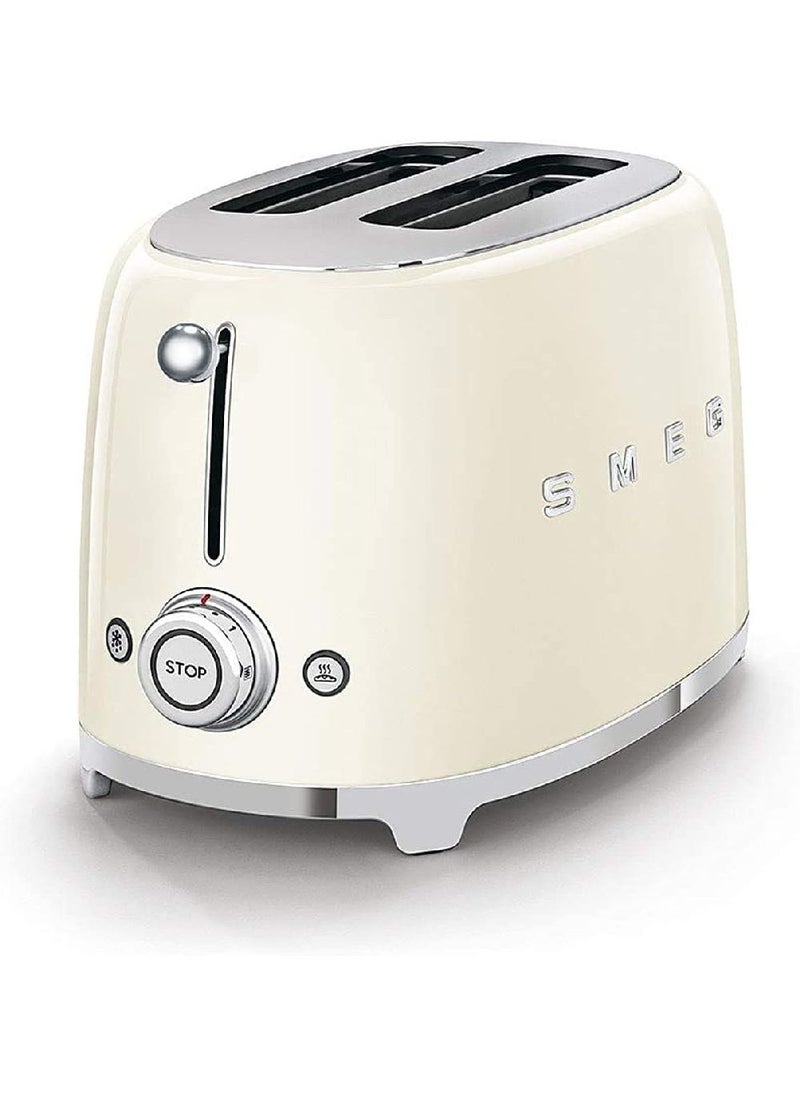 Smeg TSF01CRUK, 50's Retro Style 2 Slice Toaster,6 Browning Levels,2 Extra Wide Bread Slots, Defrost and Reheat Functions, Removable Crumb Tray, Cream, 1 Year Warranty 100 W TSF01CRUK Cream - Image 2