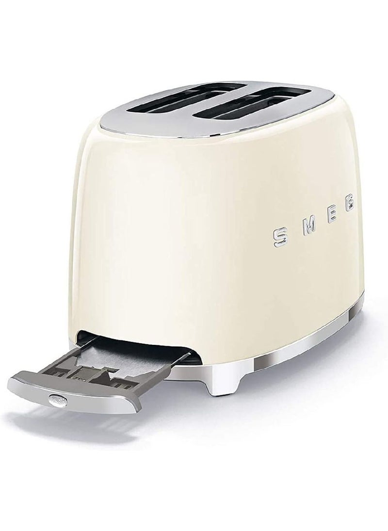 Smeg TSF01CRUK, 50's Retro Style 2 Slice Toaster,6 Browning Levels,2 Extra Wide Bread Slots, Defrost and Reheat Functions, Removable Crumb Tray, Cream, 1 Year Warranty 100 W TSF01CRUK Cream - Image 4