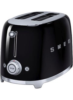 smeg Smeg Tsf01Bluk Retro 2 Slice Toaster, 6 Browning Levels, Extra-Wide Bread Slots, Defrost And Reheat Functions, Removable Crumb Tray, 950 W, Black"Min 1 year manufacturer warranty" 950 W Tsf01Bluk Black  - Image 1
