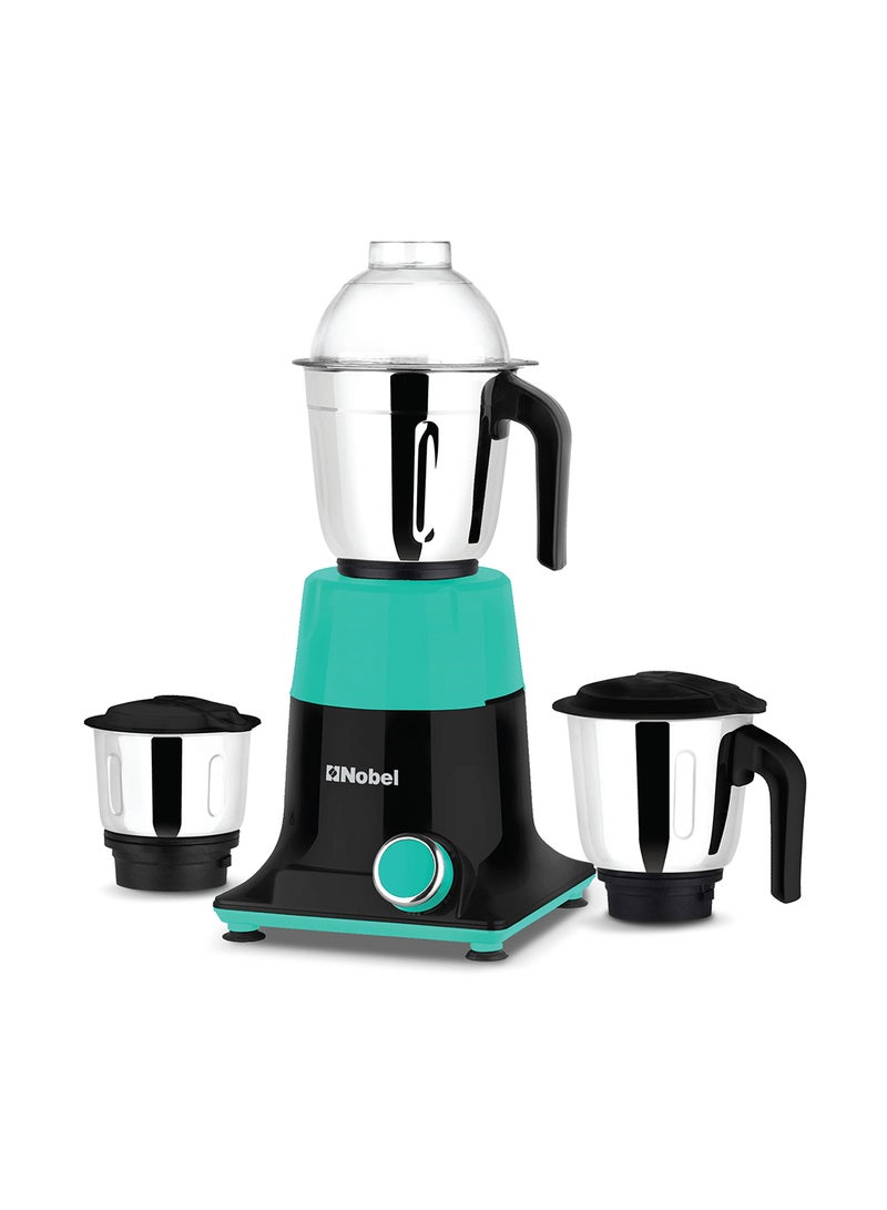 Nobel 3 In 1 Mixer Grinder with Wet Grinding Jar, Dry Grinding Jar, Chutney Jar, 3 Speed Control with Pulse Function, Powerful Motor, Stainless Steel Jars & Blades, Made In India - 550 W NB301SS Black/Green  - Image 1