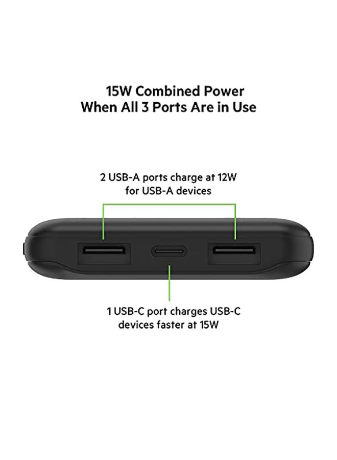Belkin Boostcharge Plus 10K Portable Charger Power Bank (10,000 Mah With Integrated Lightning (Mfi) And Integrated Usb-C Cables And Additional Usb-C Charging Port) - Black