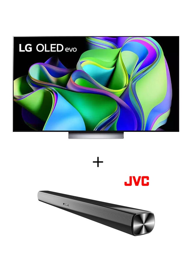 إل جي تلفزيون evo C3 الذكي 55 بوصة 4K 2023 مع جهاز تحكم سحري، HDR + 2.0CH Soundbar Plus بلوتوث، USB، راديو Fm مع 600 واط PMPO - Image 1