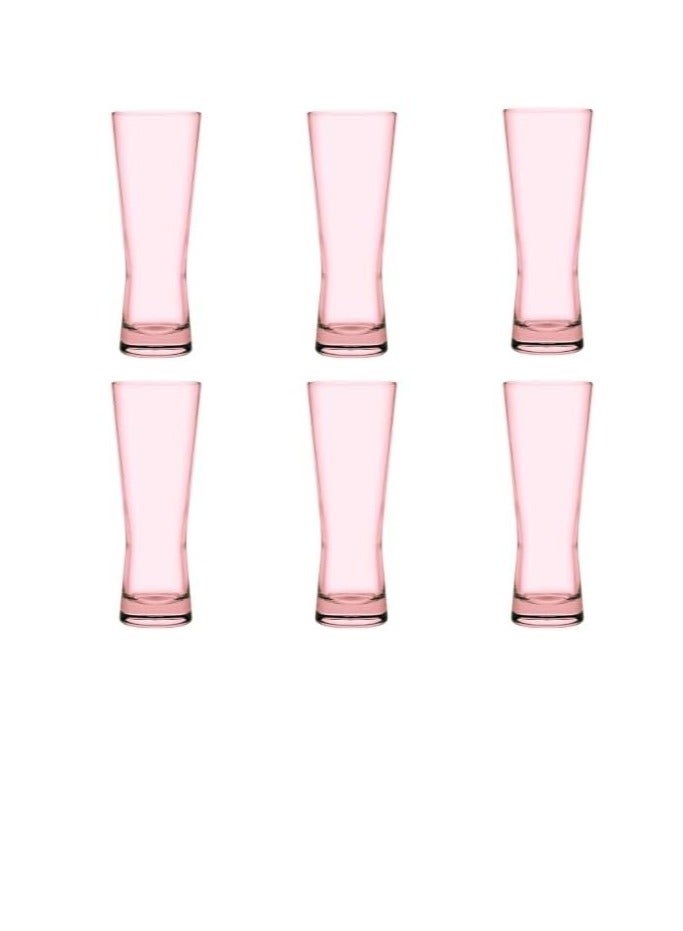 باساباش طقم أكواب عصير  سيرفيزا - ٦ أكواب - سعة ٣٤٠ مل - اللون الوردي - Image 1