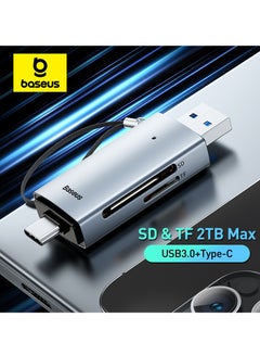 SD Card Reader, 2-in-1 USB 3.0 Type C OTG Memory Card Reader High-Speed for SD/Micro SD/SDHC/SDXC/MMC, Compatible with iPhone 15 Pro Max, MacBook Pro/Air, Chromebook, Android, Samsung, Huawei and More Grey
