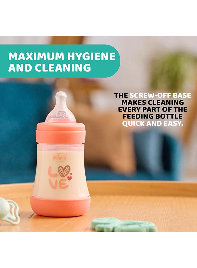 Chicco Perfect 5 Feeding Bottle 150, Slow Flow, 0 Months+, Silicone, Pink - Image 4