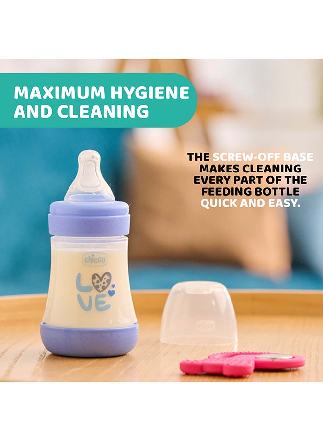 Chicco Perfect 5 Feeding Bottle 150, Slow Flow, 0 Months+, Silicone, Blue  - Image 4