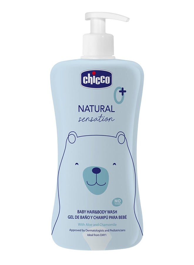 Chicco - Natural Sensation Baby Hair And Body Wash No Tears 500 ml, 0 Months+ - Image 1