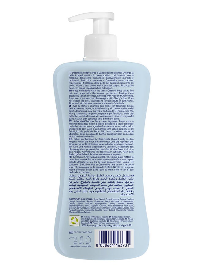 Chicco - Natural Sensation Baby Hair And Body Wash No Tears 500 ml, 0 Months+ - Image 1