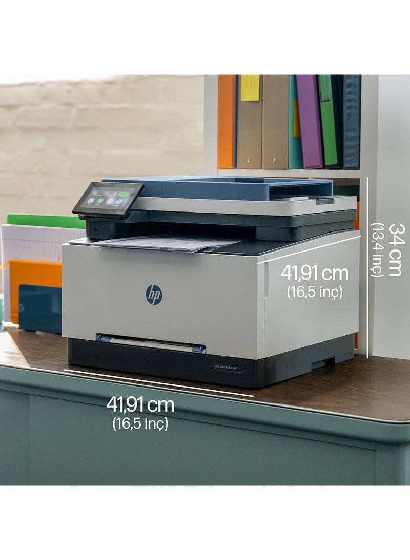 HP - Color LaserJet Pro MFP 3303fdw Printer, Print Speed Up to 25 ppm, Ethernet, USB, Wi-Fi, Dynamic Security Enabled, 100 Sheets Output Tray, 4.3" Diagonal Color TFT Display | 499M8A White/Grey - Image 1