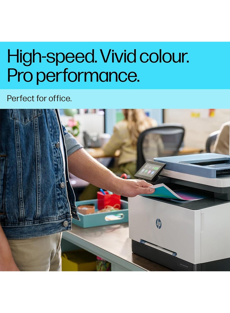 HP - Color LaserJet Pro MFP 3303fdw Printer, Print Speed Up to 25 ppm, Ethernet, USB, Wi-Fi, Dynamic Security Enabled, 100 Sheets Output Tray, 4.3" Diagonal Color TFT Display | 499M8A White/Grey - Image 1