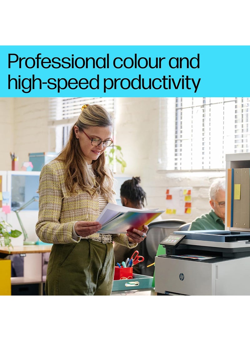 HP - Color LaserJet Pro MFP 3303fdw Printer, Print Speed Up to 25 ppm, Ethernet, USB, Wi-Fi, Dynamic Security Enabled, 100 Sheets Output Tray, 4.3" Diagonal Color TFT Display | 499M8A White/Grey - Image 1