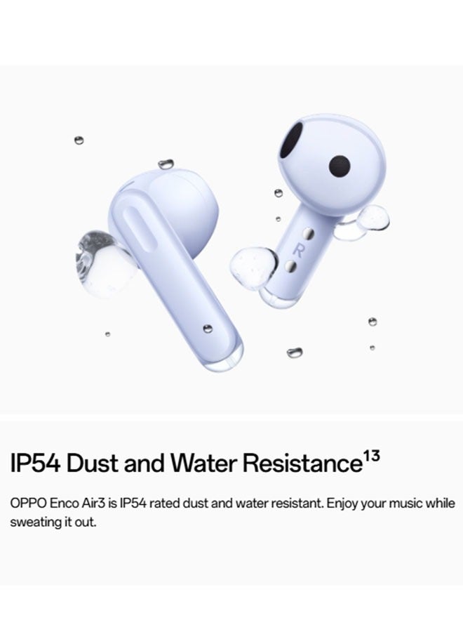 OPPO Enco Air 3 Purple Wireless Headphone Bluetooth 5.3 IP54 Dust And Water Resistance 13.4mm Large Composite Driver Purple  - Image 4