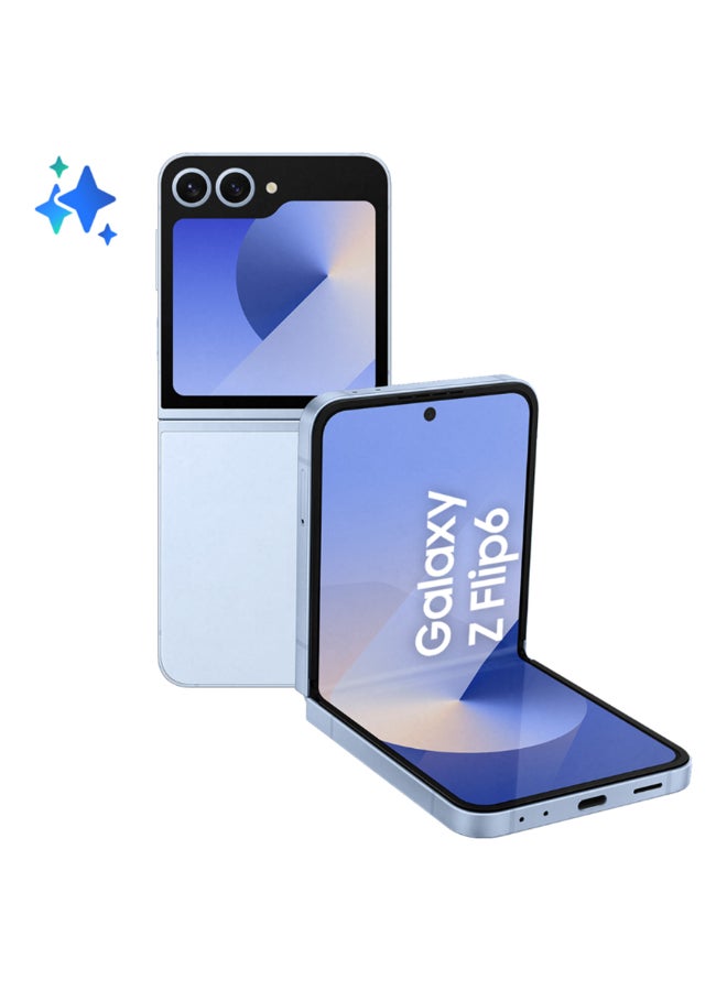 هاتف Galaxy Z Flip 6 ثنائي الشريحة باللون الأزرق وذاكرة الوصول العشوائي (RAM) سعة 12 جيجابايت وذاكرة تخزين داخلية 256 جيجابايت يدعم تقنية 5G - إصدار الشرق الأوسط 