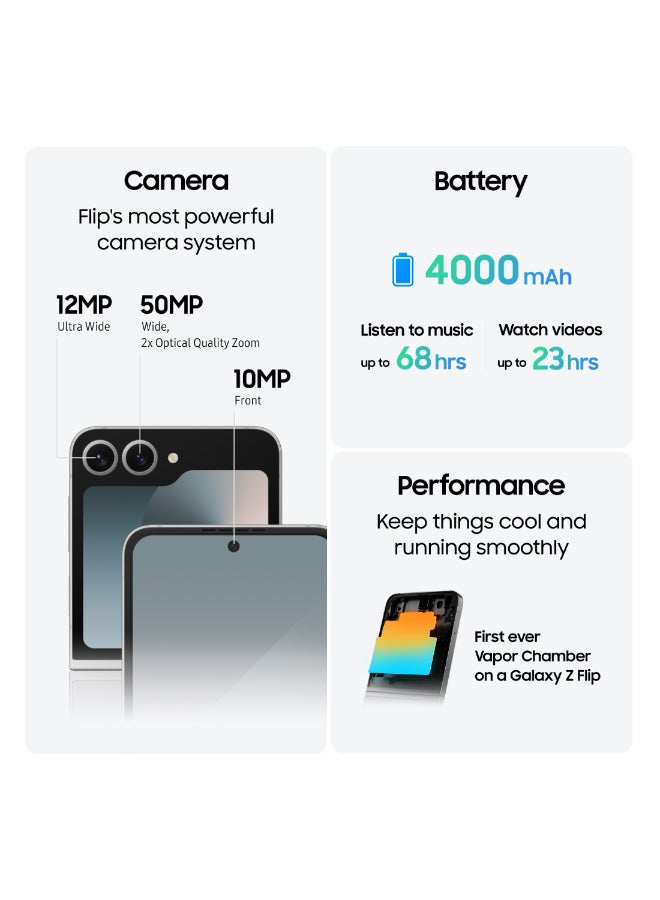 Samsung - Galaxy Z Flip 6 Single SIM + eSIM Silver Shadow 12GB RAM 512GB 5G - Middle East Version - Image 1