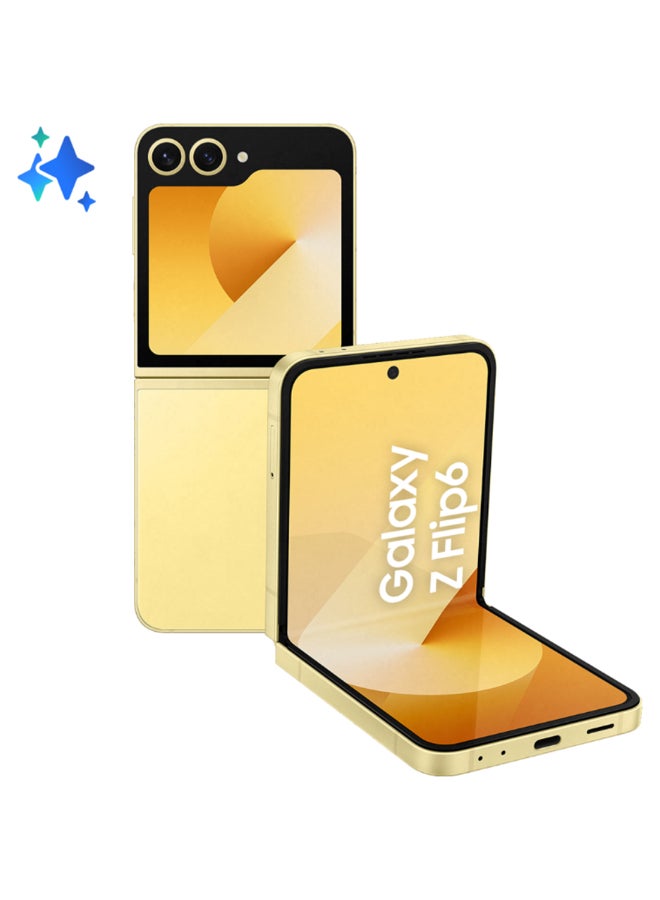 هاتف Galaxy Z Flip 6 ثنائي الشريحة باللون الأصفر وذاكرة الوصول العشوائي (RAM) سعة 12 جيجابايت وذاكرة تخزين داخلية 512 جيجابايت يدعم تقنية 5G - إصدار الشرق الأوسط 