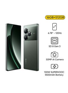 realme GT6 Dual SIM Razor Green 16+12GB RAM 512GB 5G - Middle East Version  - Image 1