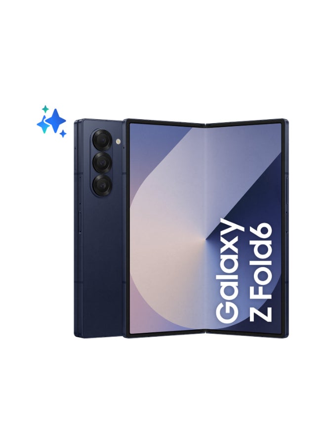 هاتف Galaxy Z Fold 6 ثنائي الشريحة، باللون الأزرق الداكن، وذاكرة الوصول العشوائي (RAM) سعة 12 جيجابايت، وذاكرة تخزين داخلية 256 جيجابايت، يدعم تقنية 5G - إصدار الشرق الأوسط 