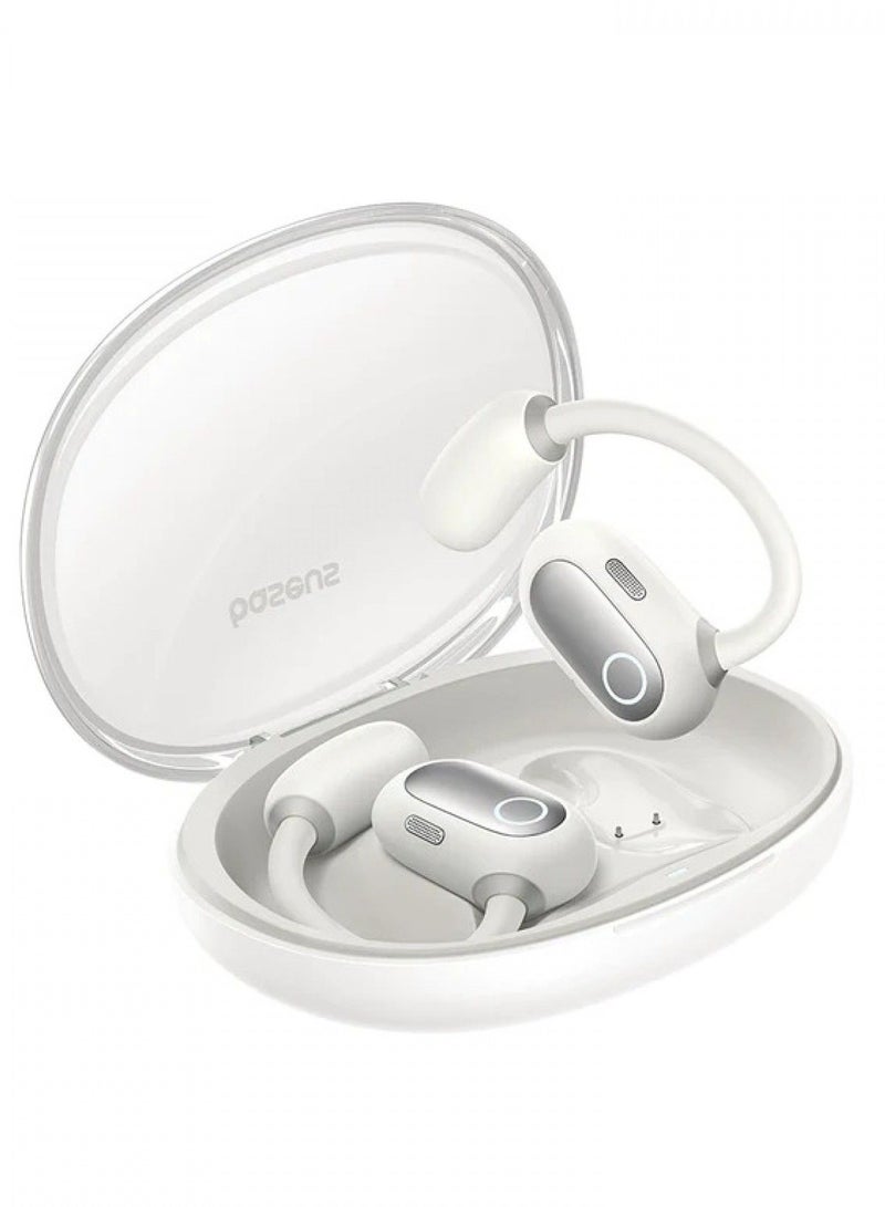 Baseus - Baseus Eli Sport 1 Open Ear Wireless Earphones IPX4 Waterproof TWS ENC Microphones Detachable Neckband - White ابيض - Image 1