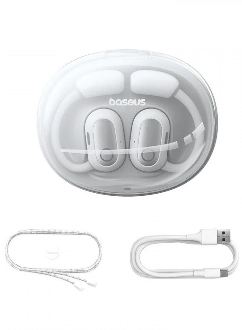 Baseus - Baseus Eli Sport 1 Open Ear Wireless Earphones IPX4 Waterproof TWS ENC Microphones Detachable Neckband - White ابيض - Image 1