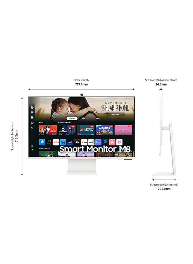 Samsung 32 inch M80D Smart Monitor, 4K UHD VA Display, 60Hz Refresh Rate, 4ms (GtG) Response Time, Wi-Fi 5 & BT 5.2 Connectivity, Built-In Speaker, Tizen Operating System | LS32DM801UMXUE White - Image 5