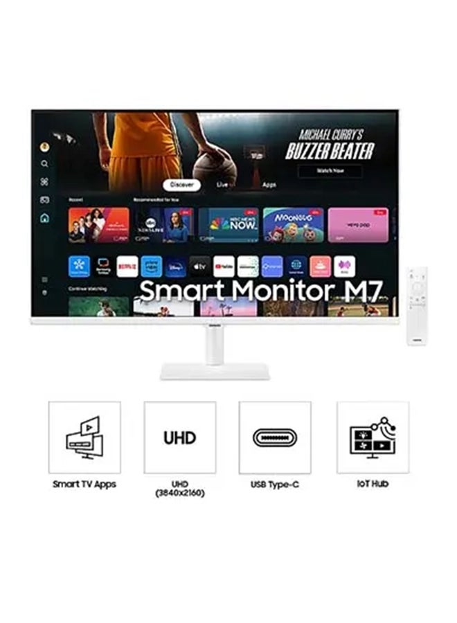 Samsung - 32 inch M7 M70D Smart Monitor 4K UHD VA Display, 60Hz Refresh Rate, 4ms (GtG) Response Time, WiFi 5 & BT 5.2 Connectivity, Built-In Speakers, Tizen Operating System | LS32DM703UMXUE White - Image 1