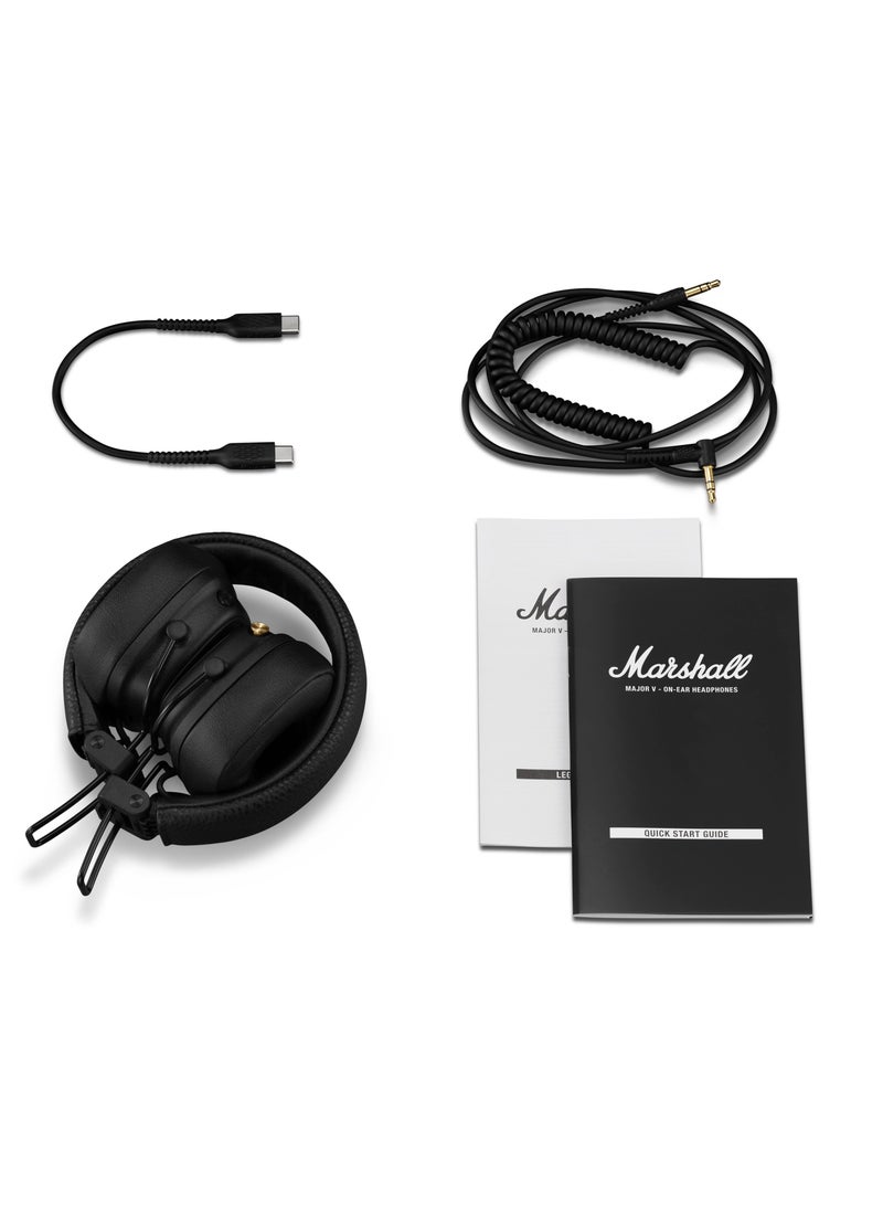 Marshall - Major V Bluetooth Headphones - Foldable Wireless Headphones Bluetooth With 100+ Hours Of Playtime Black - Image 1