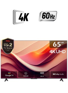 TCL 65 Inch 4K UHD Smart Google TV, HDR 10, Dolby Audio, Dynamic Color Enhancement, Metallic Bezel-less Design (2024 Model) 65P69B Black  - Image 1