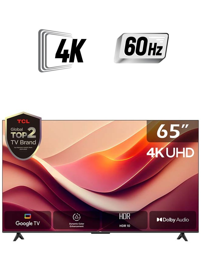 TCL 65 Inch 4K UHD Smart Google TV, HDR 10, Dolby Audio, Dynamic Color Enhancement, Metallic Bezel-less Design (2024 Model) 65P69B Black  - Image 1
