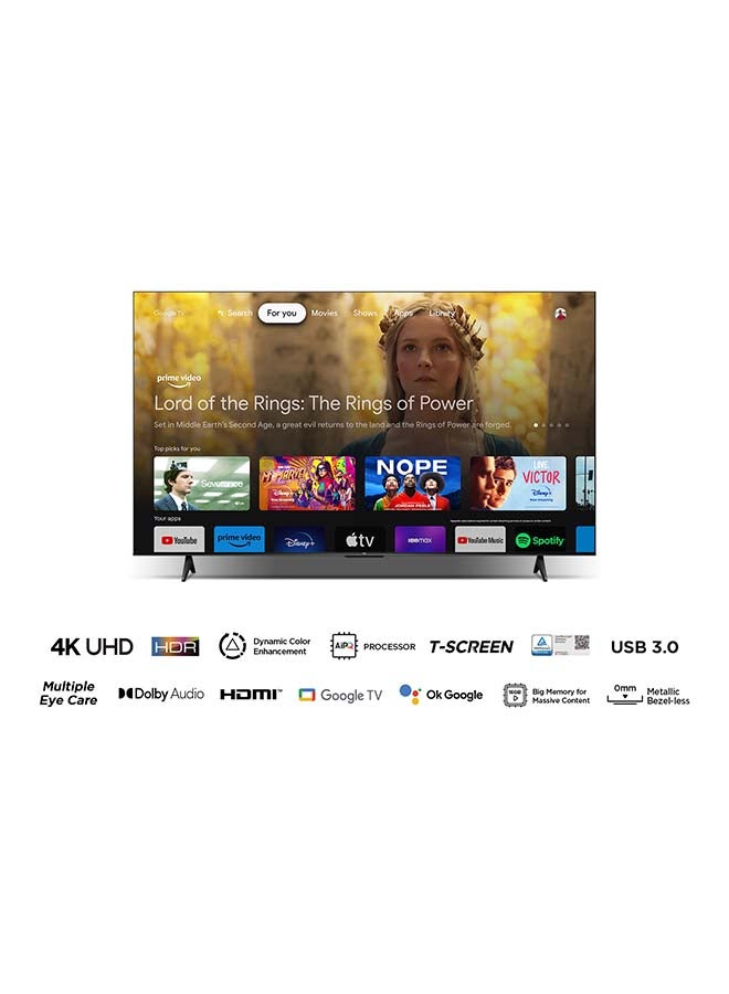 تي سي إل تلفزيون ذكي 4K UHD من Google مقاس 75 بوصة، HDR 10، صوت Dolby، تحسين الألوان الديناميكي، تصميم بدون إطار معدني (موديل 2024) - Image 2