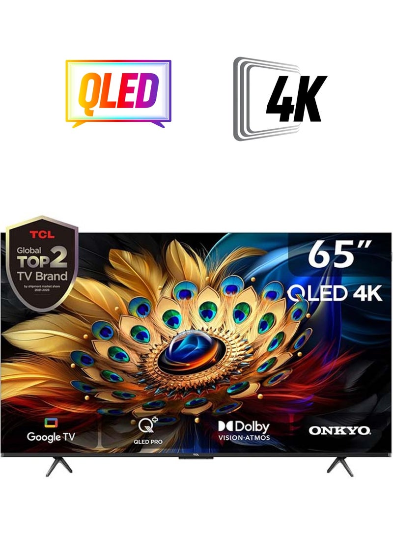 TCL 65 Inch 4K QLED Pro Smart Google TV, HDR 10+, Dolby Vision Atmos, 120Hz VRR+120Hz DLG, ONKYO 2.1ch, Slim & Uni-body Design (2024 Model) 65C655 Black 65C655 Black  - Image 1