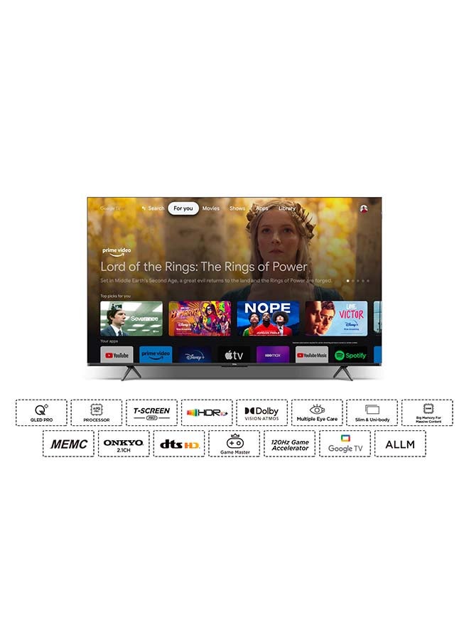 TCL - 75 Inch 4K QLED Pro Smart Google TV, HDR 10+, Dolby Vision Atmos, 120Hz VRR+120Hz DLG, ONKYO 2.1ch, Slim & Uni-body Design (2024 Model) 75C655 Black 75C655 Black - Image 1