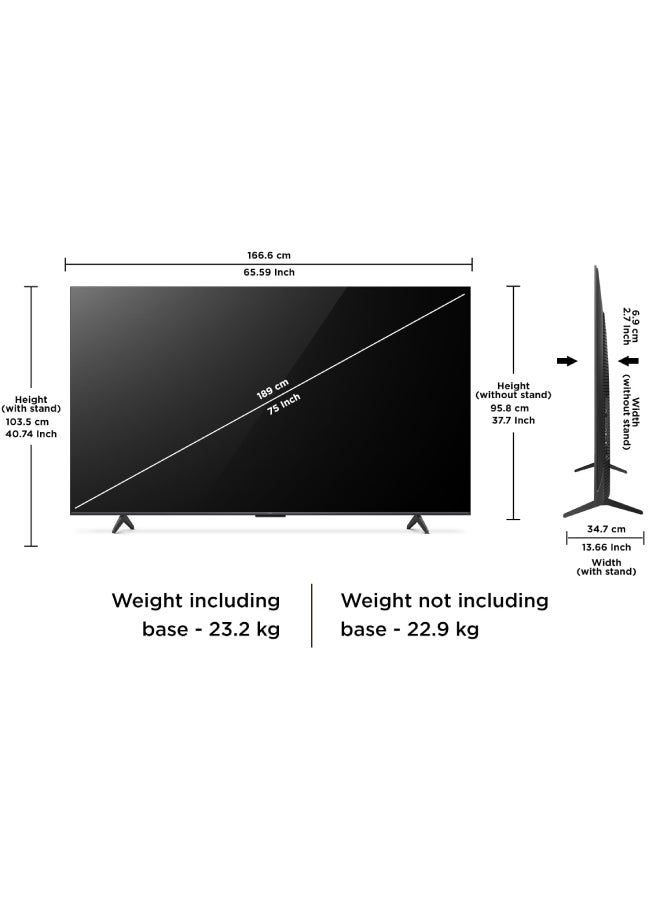 TCL - 75 Inch 4K QLED Pro Smart Google TV, HDR 10+, Dolby Vision Atmos, 120Hz VRR+120Hz DLG, ONKYO 2.1ch, Slim & Uni-body Design (2024 Model) 75C655 Black 75C655 Black - Image 1