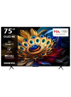 75 Inch 4K QLED Pro Smart Google TV, HDR 10+, Dolby Vision Atmos, 120Hz VRR+120Hz DLG, ONKYO 2.1ch, Slim & Uni-body Design (2024 Model) 75C655 Black 75C655 Black