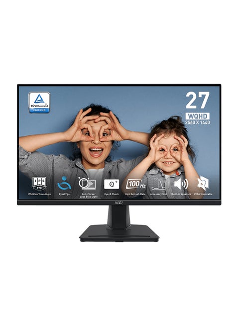 Pro MP275Q Business Productivity Monitors, 27" WQHD IPS Display, 100Hz Refresh Rate, 1ms (MPRT) Response Time, Adaptive Sync Technology, 2x 2W Speakers, 1.07B Display Color | 9S6-3PC3CM-034 Black