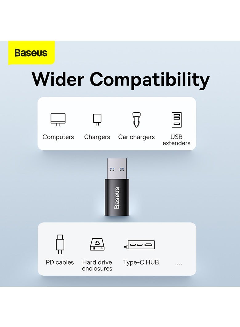 Baseus - USB C to USB Adapter USB 3.1 Female to USB C Converter Gen1 【10Gbps Data Transmission】 Type C Adapter Compatible with Samsung S24 Ultra/iPhone 15/ MacBook Pro/iPad Pro/Laptops/Huawei/Xiaomi and More Black - Image 1