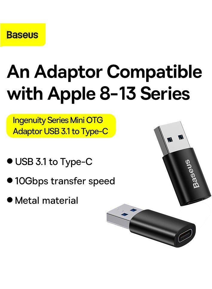 Baseus - USB C to USB Adapter USB 3.1 Female to USB C Converter Gen1 【10Gbps Data Transmission】 Type C Adapter Compatible with Samsung S24 Ultra/iPhone 15/ MacBook Pro/iPad Pro/Laptops/Huawei/Xiaomi and More Black - Image 1