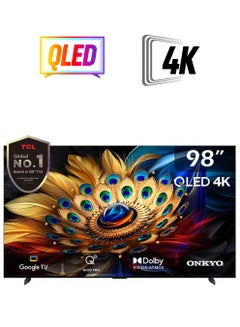 TCL 98 Inch 4K QLED Pro Smart Google TV, HDR 10+, Dolby Vision Atmos, 144Hz VRR+240Hz DLG, ONKYO 2.1ch, Slim & Uni-body Design (2024 Model) 98C655 Black 98C655 Black  - Image 1