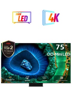 TCL Television 75 Inch Smart TV 4K QD-Mini LED HDR Google TV, 3500nits, ONKYO 2.2.2ch, 144Hz VRR+240Hz DLG, Imax Enhanced, Ultra-slim Design - 1 Year Warranty (2024 Model) 75C855 Black 75C855 Black  - Image 1